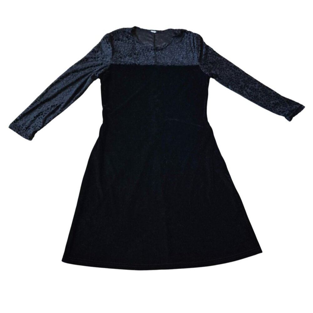 Unbranded Women's Velvet Black Size M Midi Witchy Dark Grunge Dress Animal Print